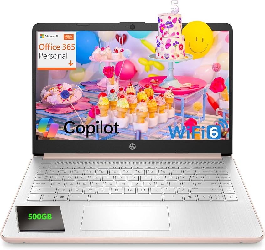 HP Pavilion 2026 Pink Laptop featuring Intel N150, 8 GB RAM, 128 GB SSD