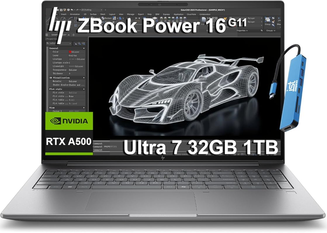HP ZBook Power 16 G11 Mobile Workstation – 16" FHD+ Display, Intel Core Ultra 7 155U, NVIDIA RTX A500, 32 GB DDR5, 1 TB SSD, Dual Thunderbolt 4, IR Webcam, Win 11 Pro