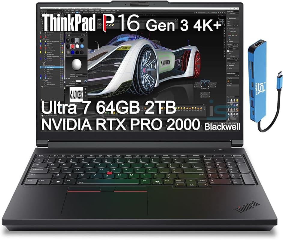 Lenovo ThinkPad P16 Gen 3 Mobile Workstation – 16" 4K+ UHD, Intel Core Ultra 7 255HX, NVIDIA RTX PRO 2000 Blackwell 8 GB, 64 GB DDR5, 2 TB SSD, Dual Thunderbolt 5, Win 11 Pro