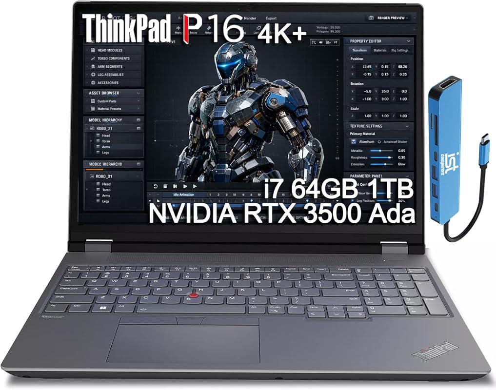Lenovo ThinkPad P16 Mobile Workstation – 16" 4K+ UHD, Intel Core i7‑14700HX, NVIDIA RTX 3500 Ada 12 GB, 64 GB DDR5, 1 TB SSD, Fingerprint, IST Hub, Win 11 Pro