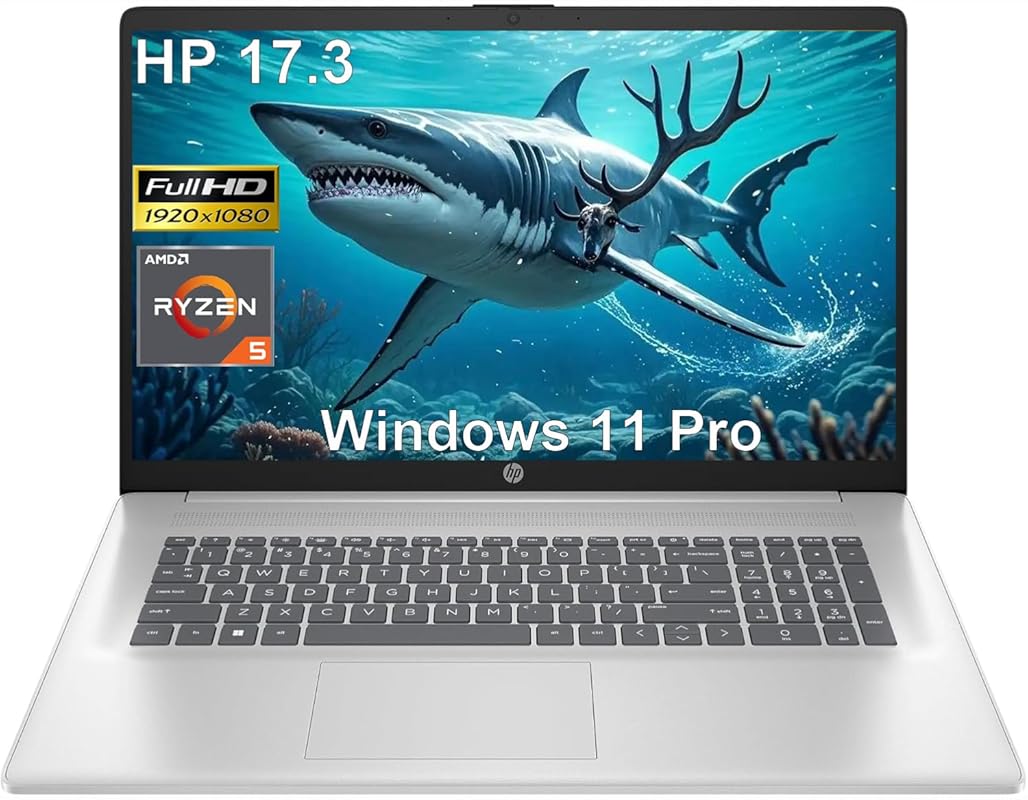 HP 17.3‑inch FHD Laptop with Office 365 Web, AMD Ryzen 5 7520U up to 4