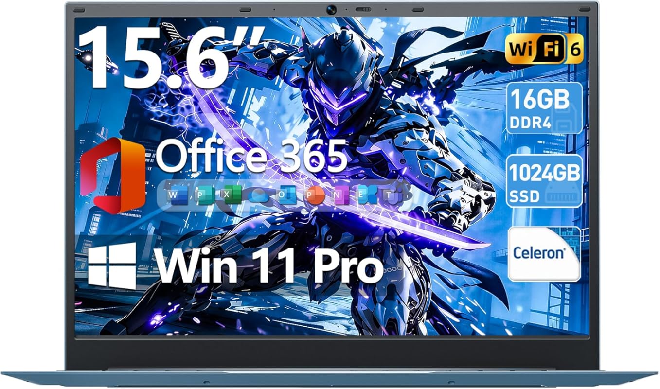 15.6″ Windows 11 Laptop, 16 GB RAM, 1 TB SSD, Celeron
