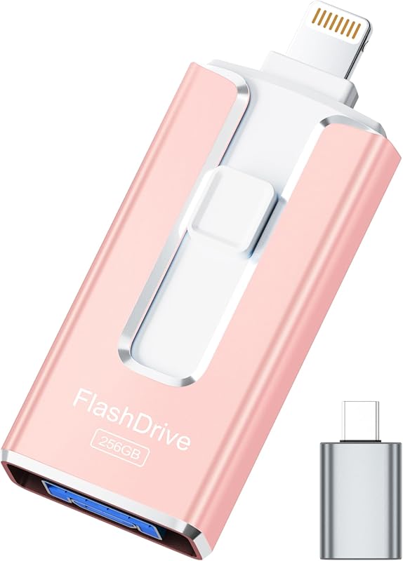 MFi Certified 256 GB Rose Pink Flash Drive for iPhone & iPad – Easy Ph