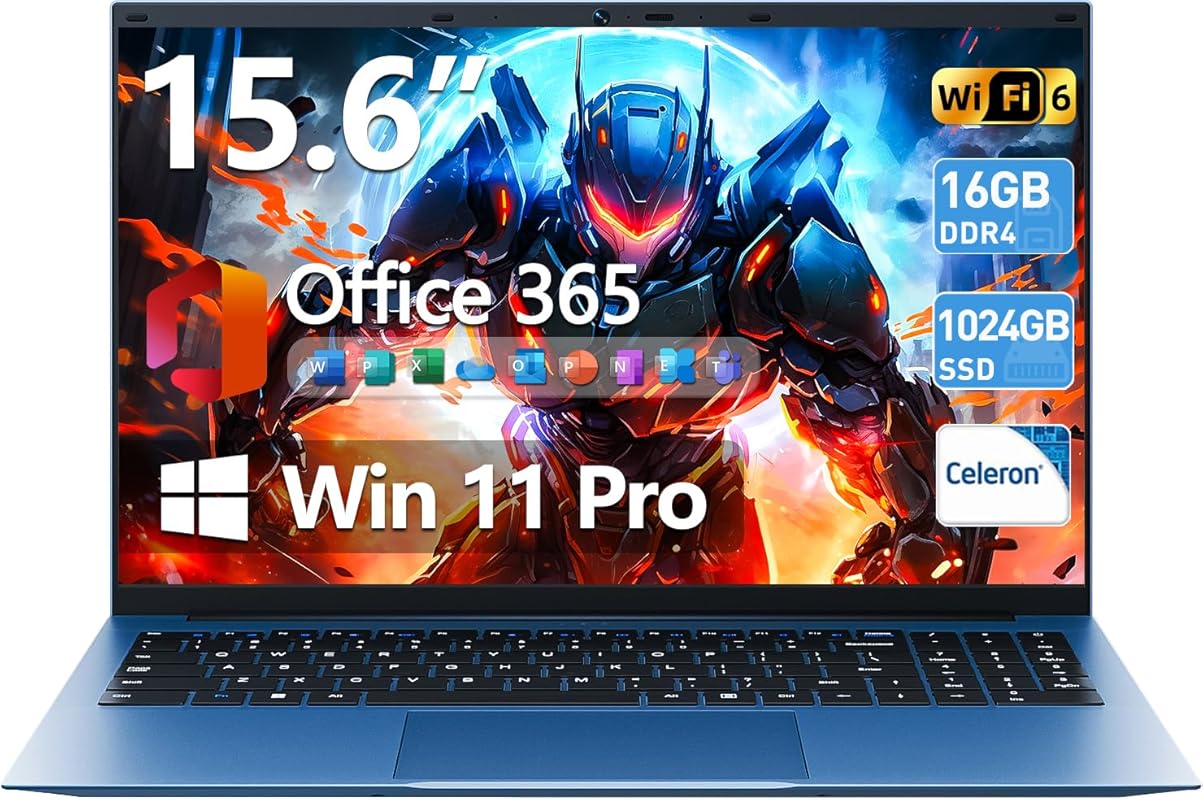 15.6″ Windows 11 Pro Laptop – 16 GB RAM, 1 TB SSD, Office 365, Wi‑Fi 6,