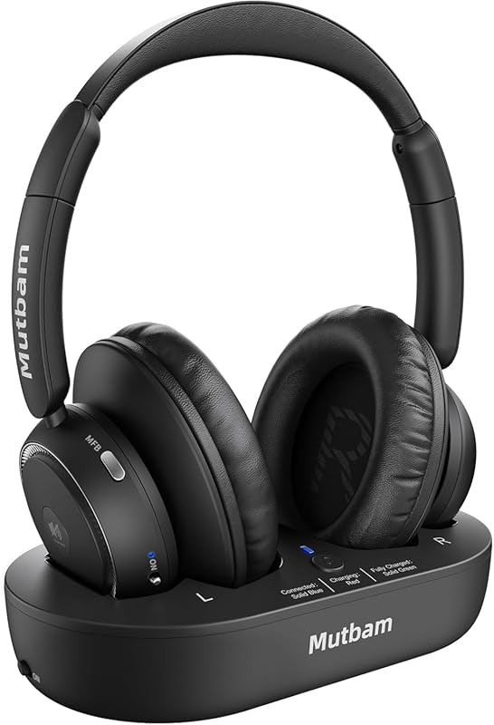 65H Wireless TV Headphones for Seniors – 65‑Hour Playtime, Plug‑Play L
