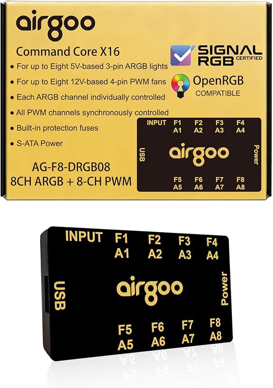 Airgoo Command Core X16 – Magnetic 8‑Channel ARGB Controller & 8‑Chann