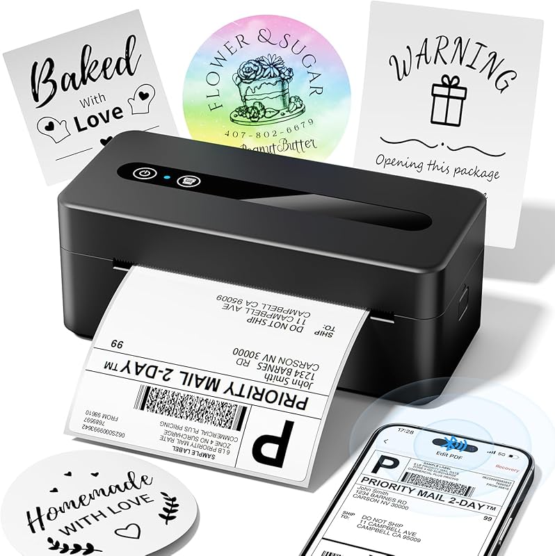 TATTMUSE Thermal Label Printer – 4x6 Shipping Labels, Works with iOS, 