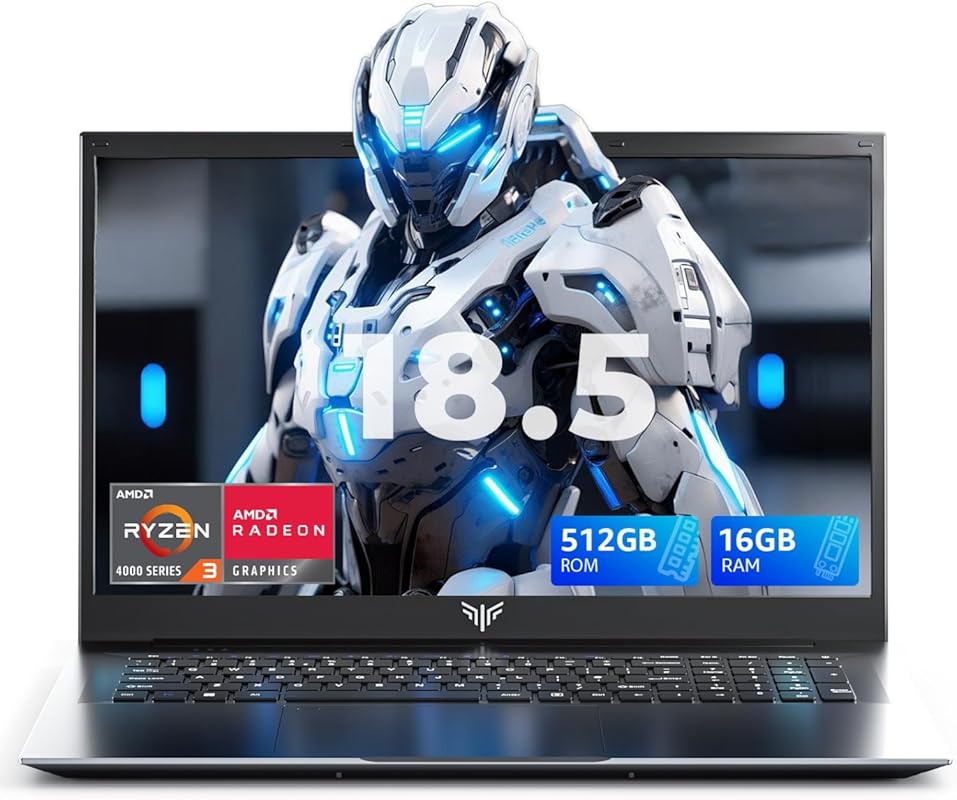 MALLRACE 18.5″ Laptop with 8000 mAh Battery, AMD Ryzen 4300U up to 3.7