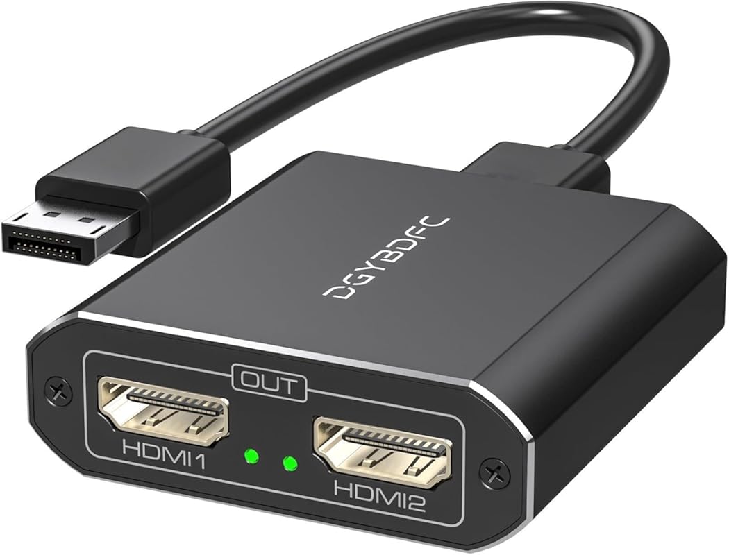 DisplayPort to Dual HDMI Adapter 4K@60Hz MST hub for PC graphics, exte