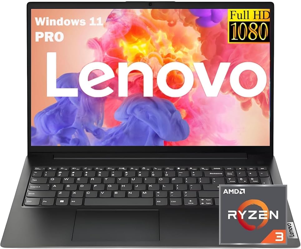 Lenovo V15 2026 Laptop for Students & Business, AMD Ryzen 3 7320U, 15.6" FHD, 16 GB RAM, 256 GB SSD, RJ‑45 Ethernet, Windows 11 Pro, long battery