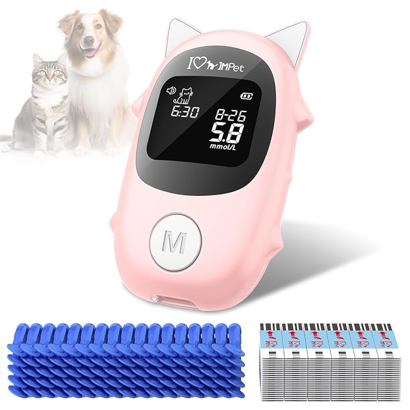IMPet Pet Glucose Monitoring Kit for Dogs & Cats, No‑Coding, 50 Strips