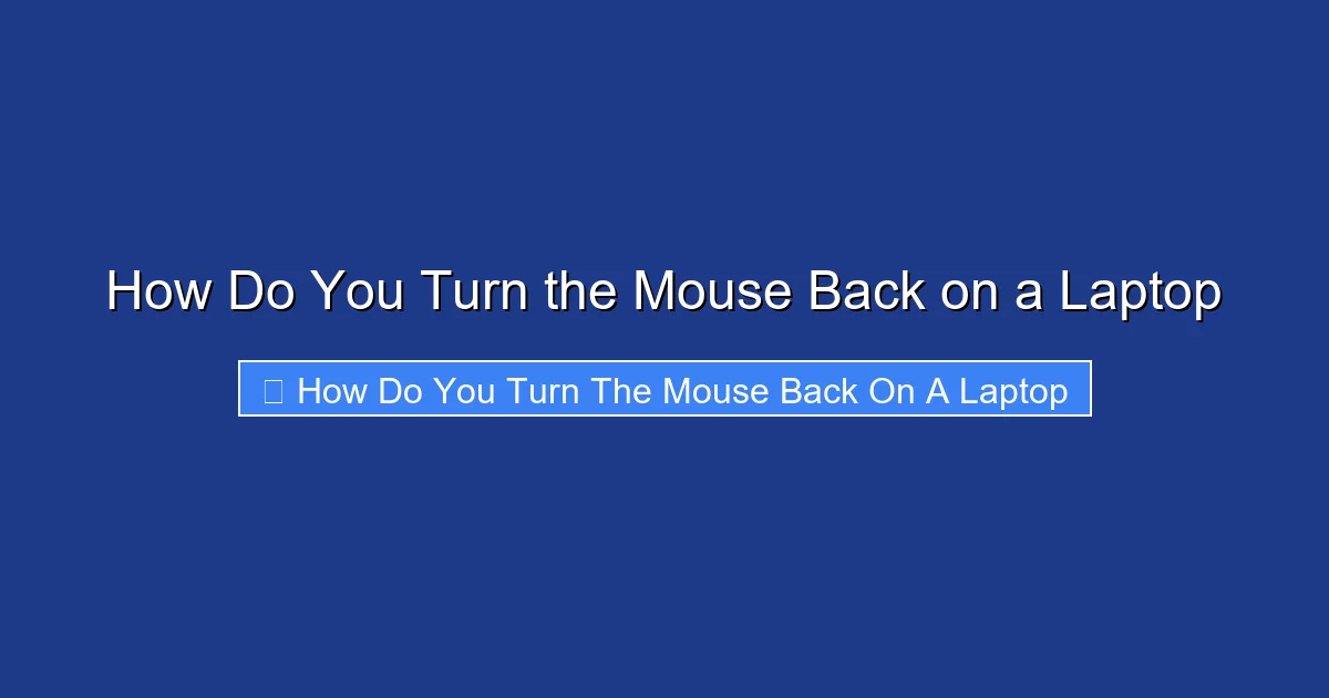 How Do You Turn the Mouse Back on a Laptop