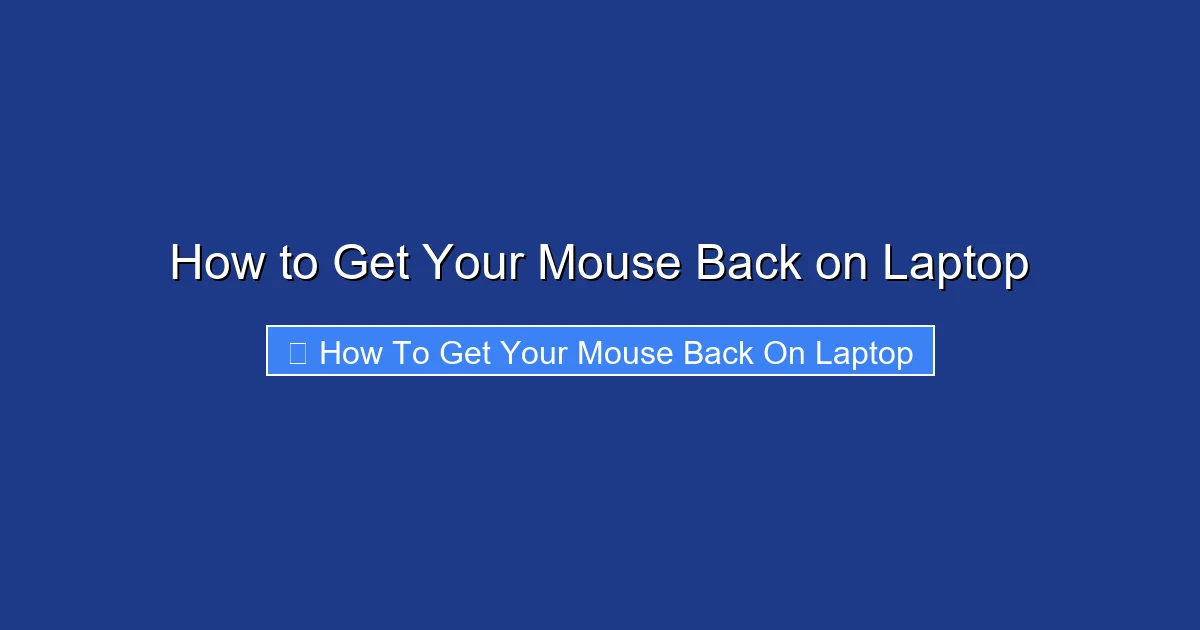 How to Get Your Mouse Back on Laptop