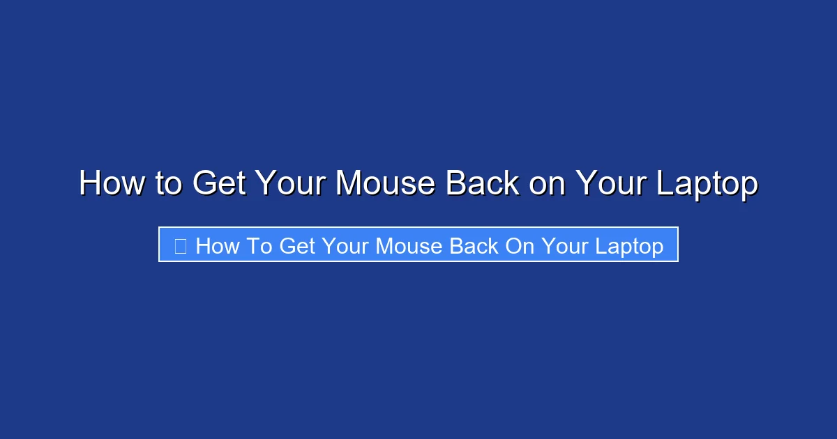 How to Get Your Mouse Back on Your Laptop