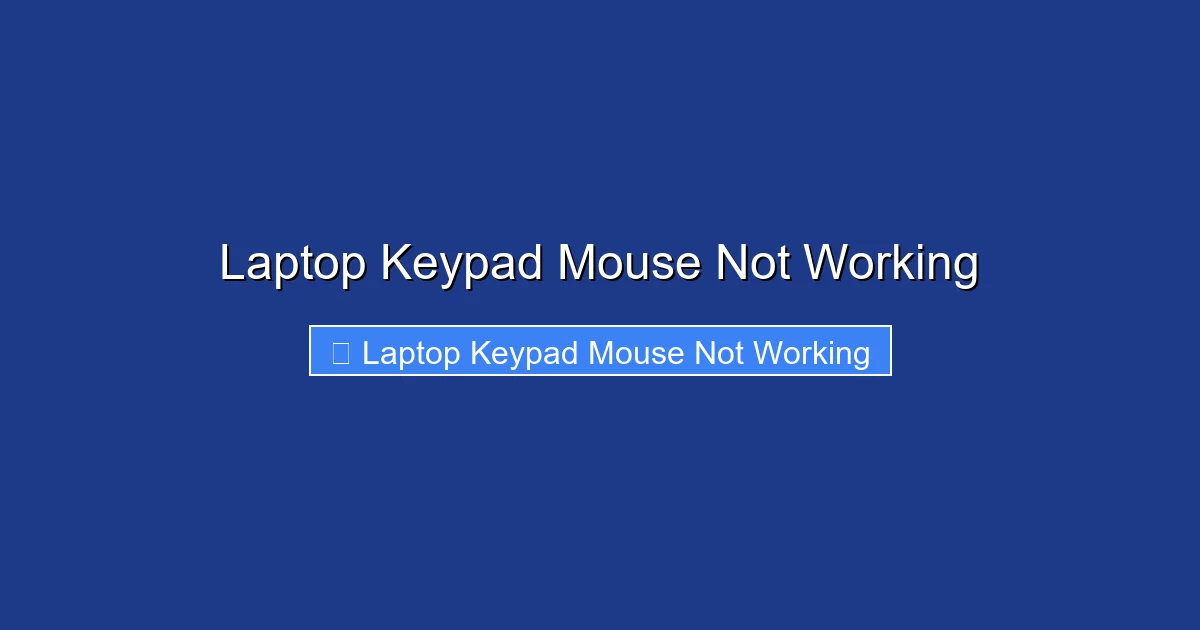 Laptop Keypad Mouse Not Working