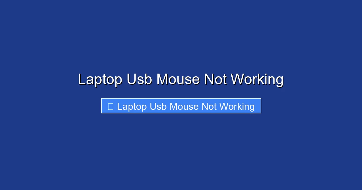 Laptop Usb Mouse Not Working