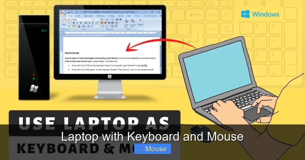 Laptop with Keyboard and Mouse