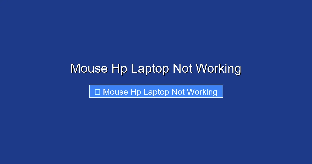 Mouse Hp Laptop Not Working