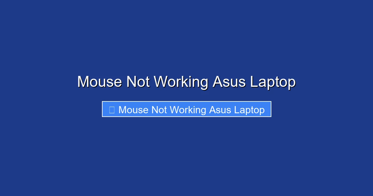 Mouse Not Working Asus Laptop