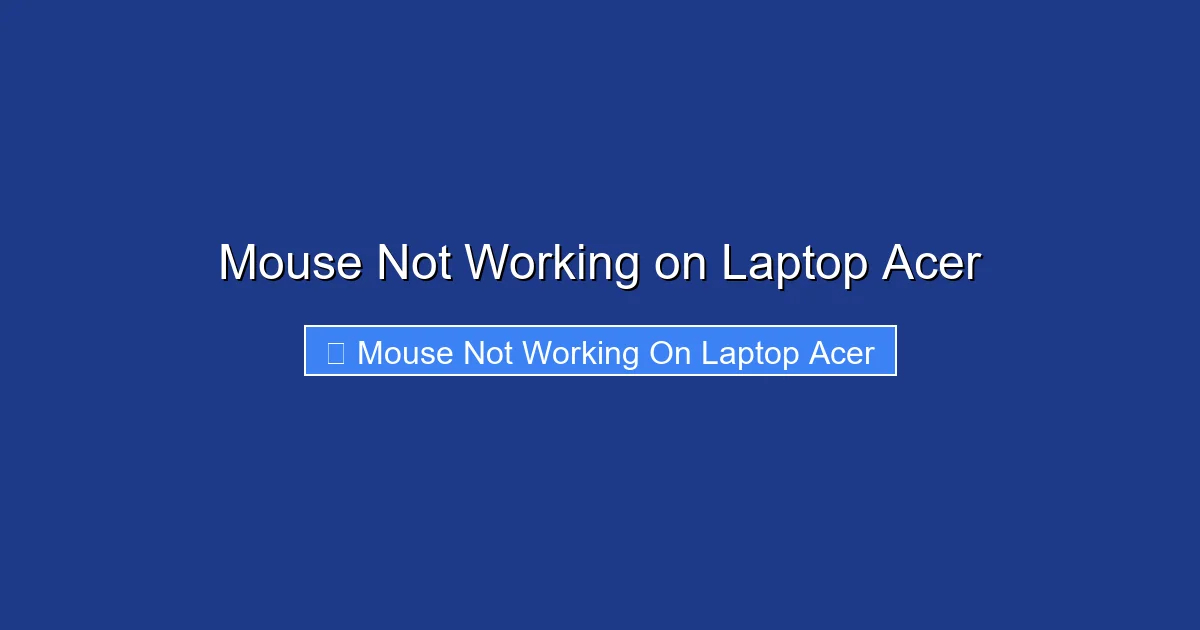 Mouse Not Working on Laptop Acer