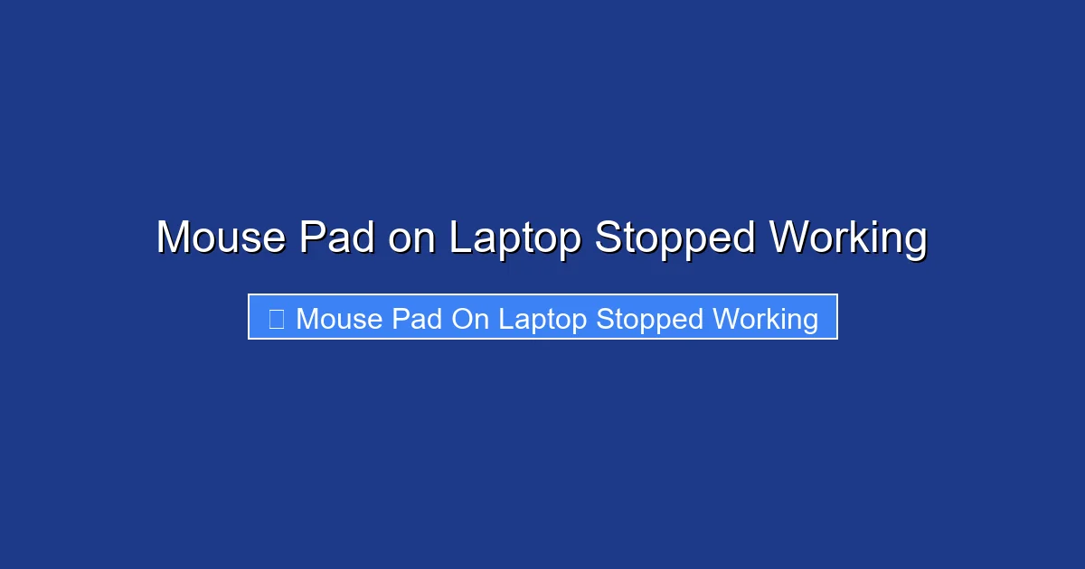 Mouse Pad on Laptop Stopped Working