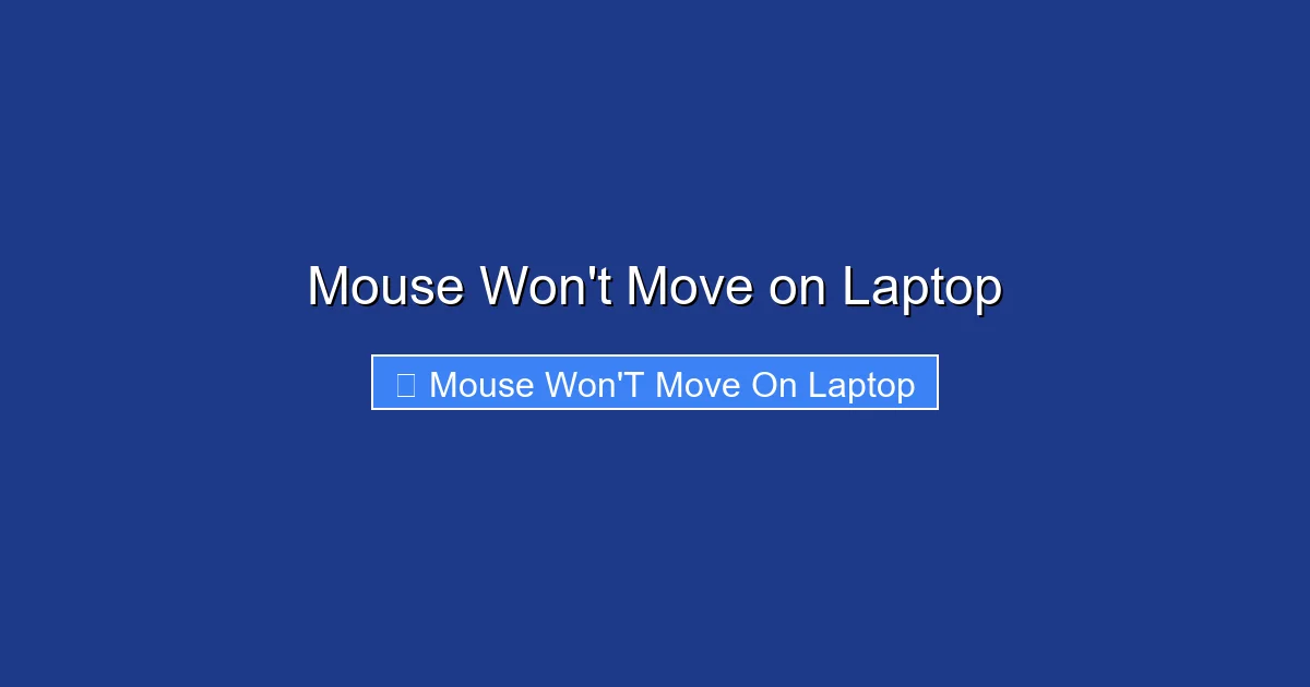 Mouse Won't Move on Laptop