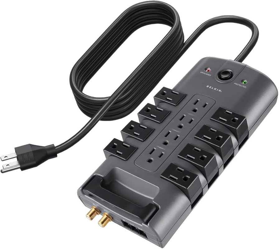 Belkin Surge Protector Power Strip with 8 Rotating + 4 Standard Outlet