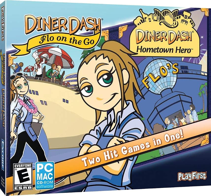 Diner Dash Flo on the Go and Hometown Hero PC Game Bundle Jewel Case