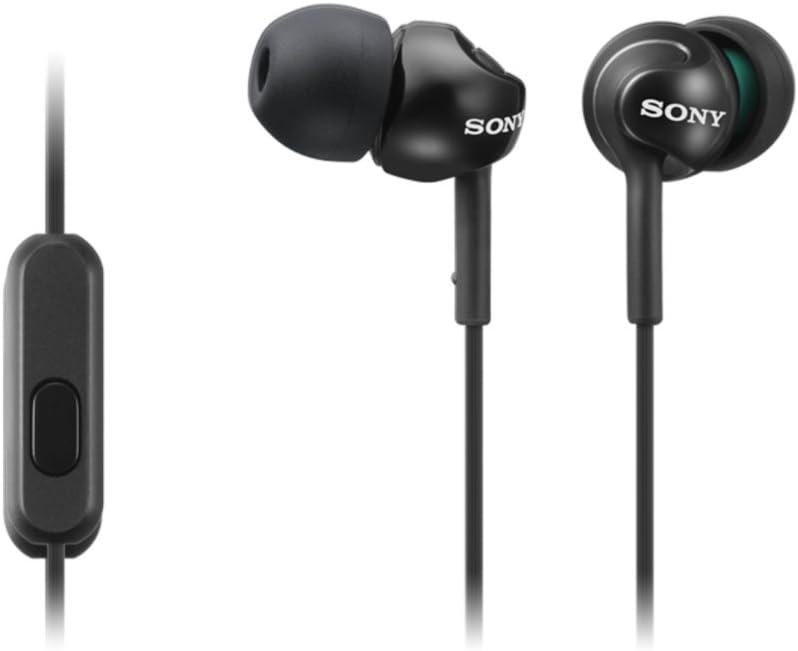 Sony Metallic Black Deep Bass Wired Earphones with Built‑In Mic and Sm