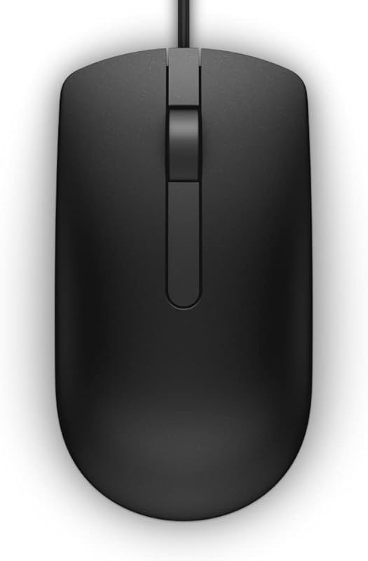 Dell MS116‑BK USB Mouse – Black, Plug‑and‑Play Optical Mouse with Ergo
