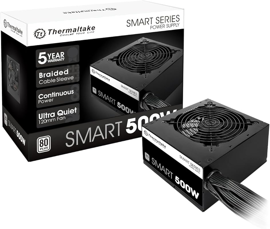 Thermaltake Smart 500W 80+ White Certified PSU – Continuous Power, 120
