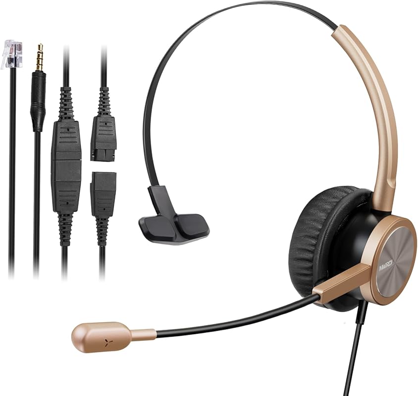 RJ9 Telephone Headset for Cisco Call Center Phones, Noise‑Cancelling M