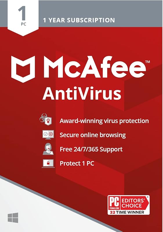 McAfee AntiVirus Protection for 1 PC Windows Internet Security Softwar