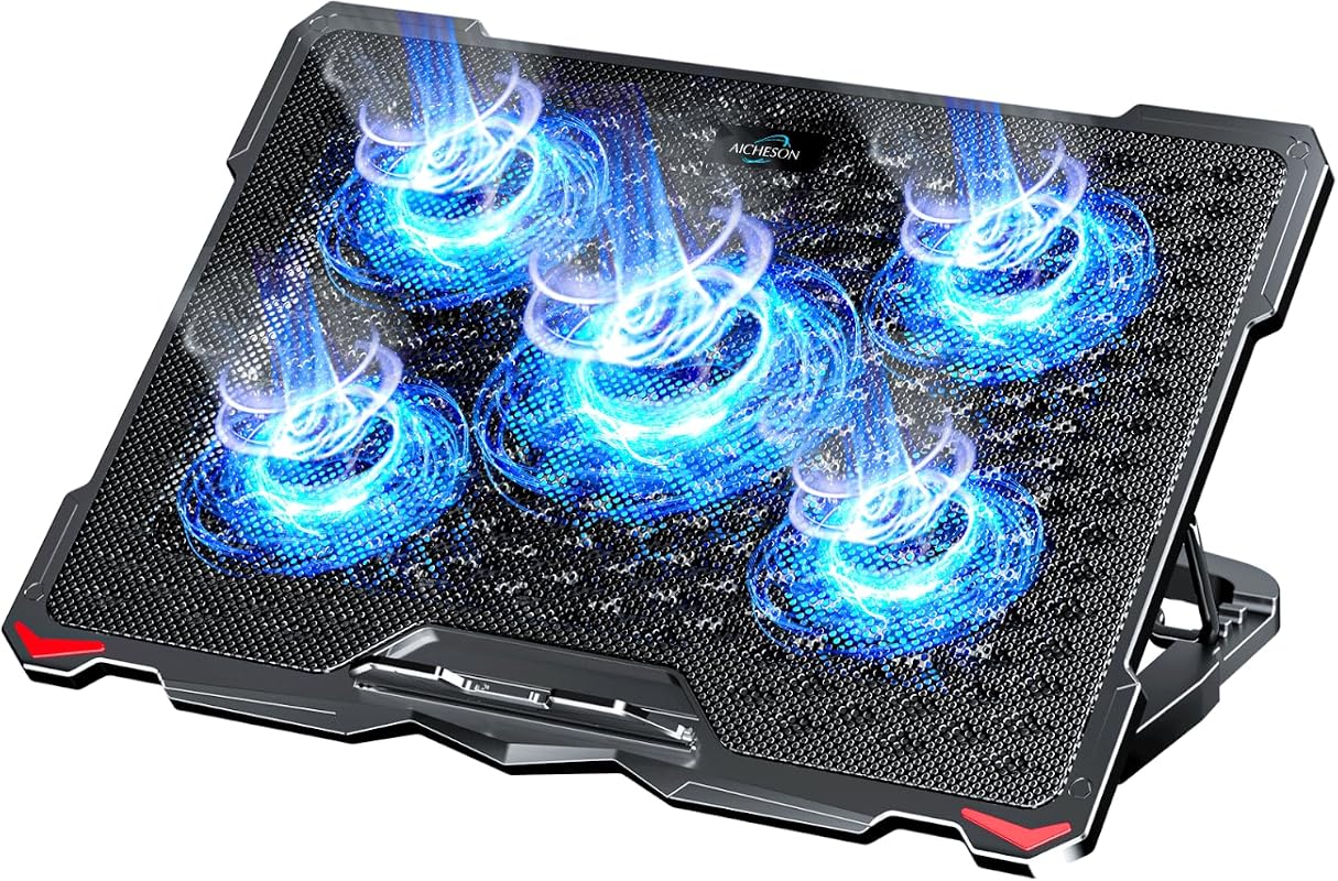 AICHESON S035 Laptop Cooling Pad with 5 Fans for Up to 17.3 Inch Noteb