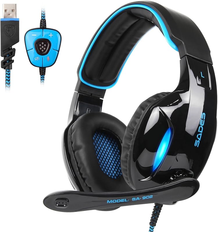 SADES SA902 7.1 USB Gaming Headset – Over‑Ear Surround Sound, Built‑In