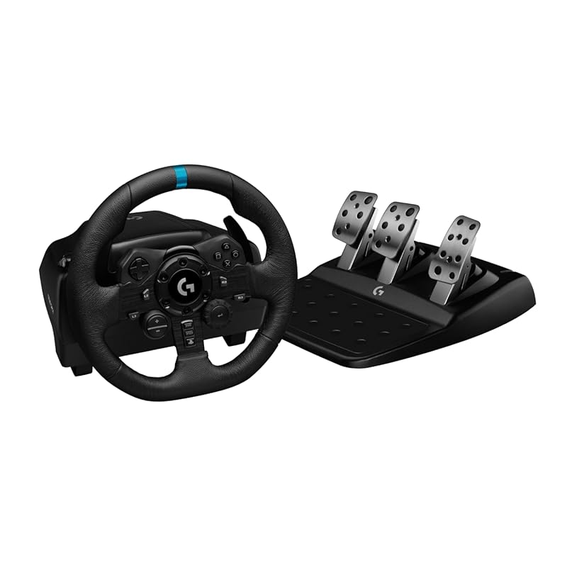 Logitech G923 Racing Wheel with TRUEFORCE 1000 Hz Feedback, Leather Co