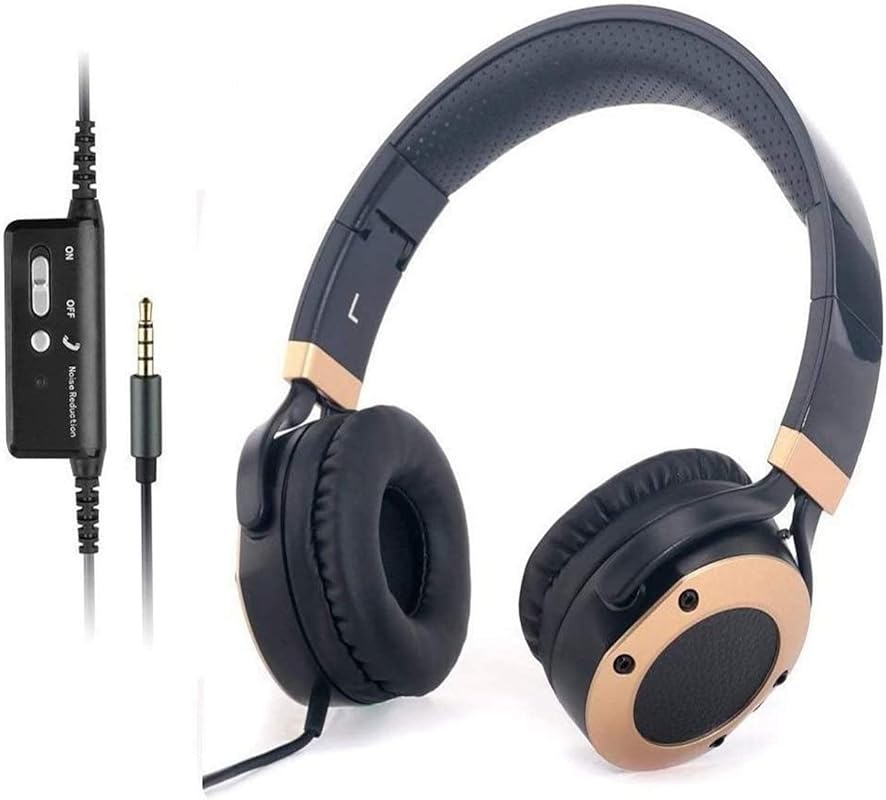 MONODEAL Active Noise Cancelling Travel Headphones with Microphone, Airplane Adapter, Folding Lightweight Design, Hi‑Fi Deep Bass, Carrying Case Included