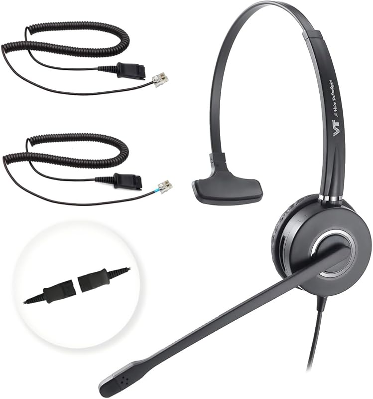 Noise‑Cancelling Call Center Headset with Quick‑Disconnect RJ09 Cable,