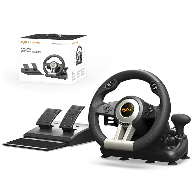 PXN V3 PRO 180° Universal USB Racing Wheel with Pedals – Compatible wi