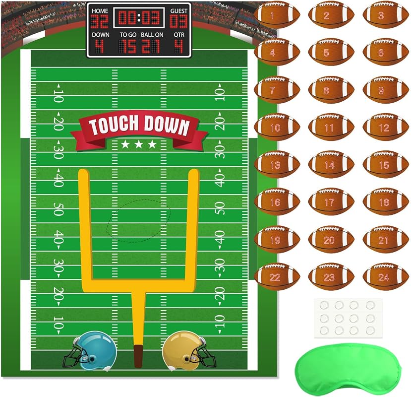 FEPITO “Pin the Football” Party Game Kit with 24 Football Stickers – P