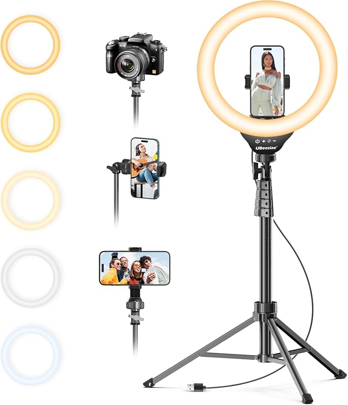 UBeesize 12″ LED Ring Light with 62″ Tripod – Ideal for TikTok, YouTub