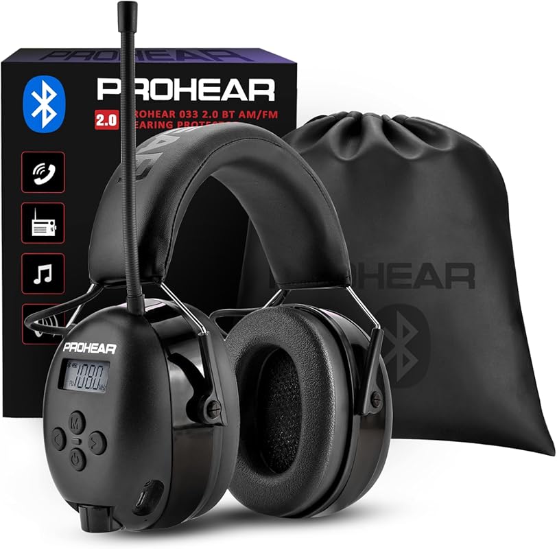 PROHEAR 033 Upgraded Bluetooth 5.4 Earmuffs with FM/AM Radio, 25 dB NR