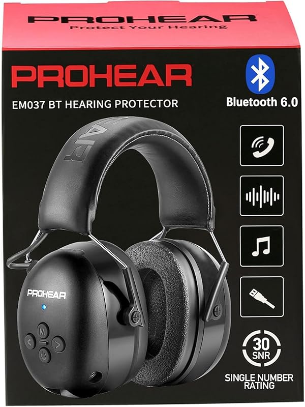 PROHEAR 037 Bluetooth 6.0 Hearing Protection Headphones, 30 dB NRR, 15