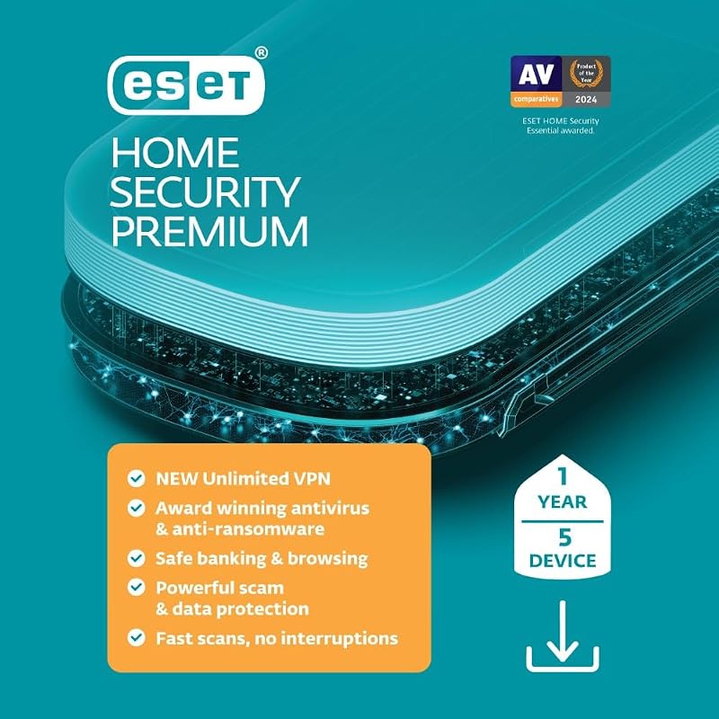 ESET Home Security Premium 2025 Edition Antivirus for 5 Devices with U