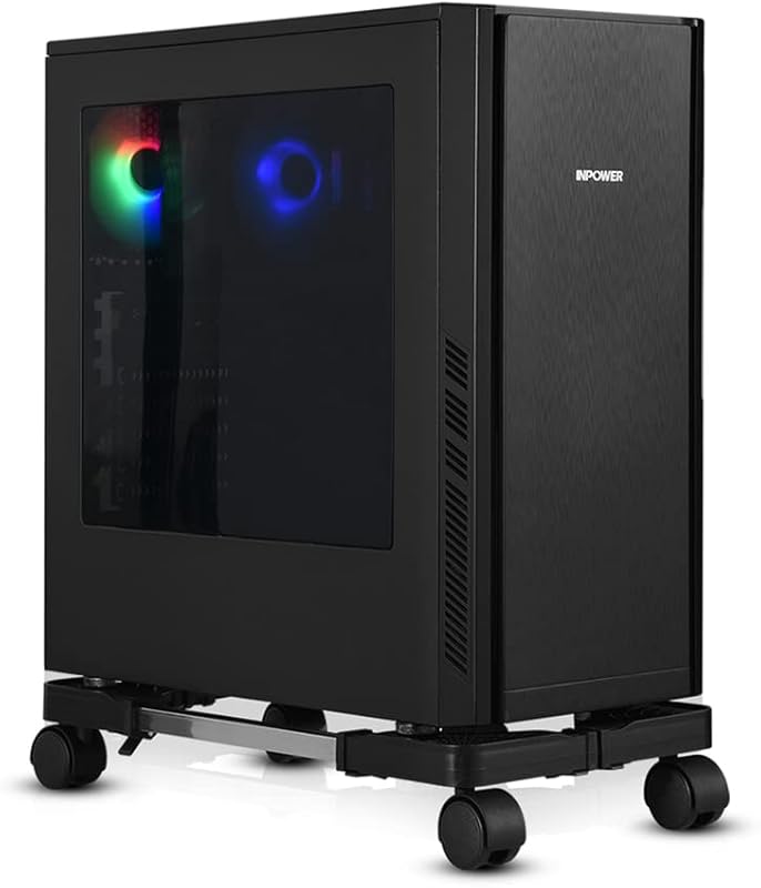 Adjustable Computer Tower Stand with Rolling Caster Wheels – Premium M