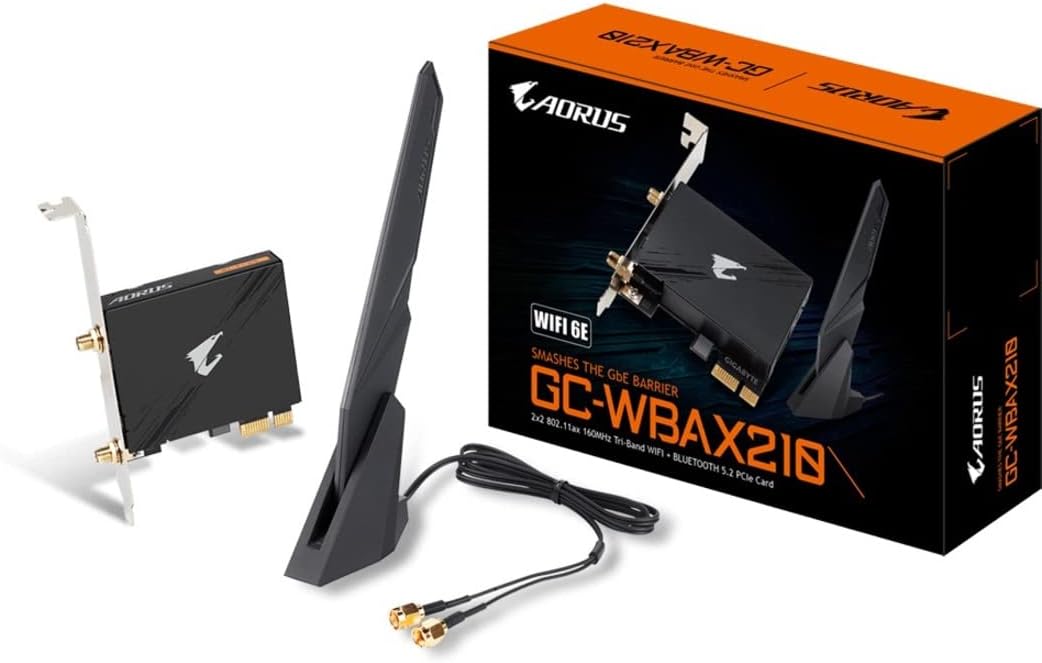 GIGABYTE GC‑WBAX210 Wi‑Fi 6E PCIe Expansion Card – 2×2 AX210 Chipset, 