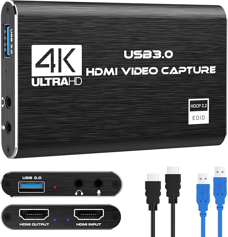 4K HDMI Capture Card for Nintendo Switch – 1080p 60 FPS, HDMI‑to‑USB 3