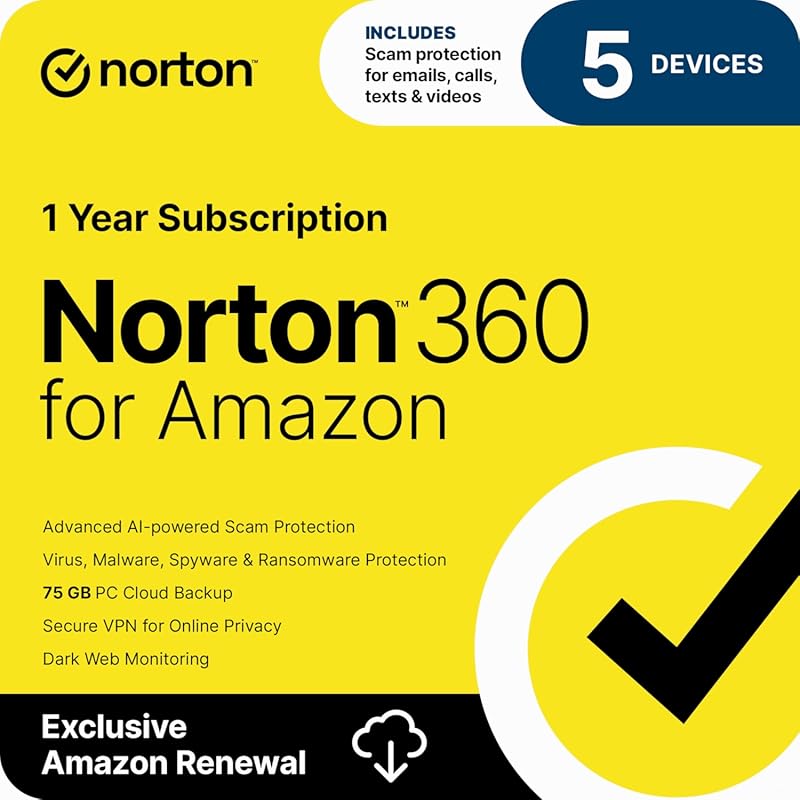 Norton 360 for Amazon – Up to 5‑Device Antivirus with Scam Protection