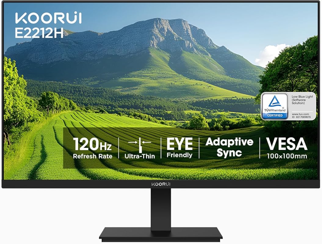 KOORUI 22‑Inch FHD Gaming Monitor, 120Hz VA Panel, 4000:1 Contrast, Ad