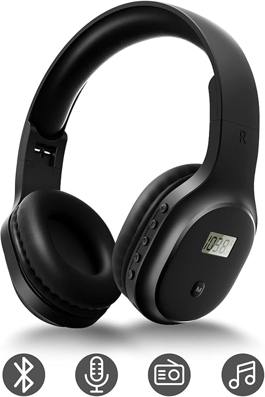 Wireless Bluetooth 5.0 Headphones with FM Radio, Rechargeable, Built‑i